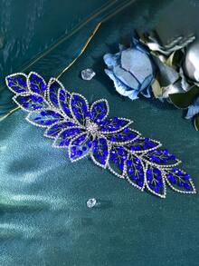 1 chiếc thắt lưng cô dâu sang trọng, thanh lịch, đính đá lấp lánh, phụ kiện thời trang cho váy cưới nữ. - Màu xanh lam - Xem 6