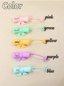 Custom Lipstick Case With Name, Holder, Personalized Holder, Lip Balm Holder, Customized Lip Gloss Holder Keychain, Customizable Bow Lipstick Protective Case, Valentine'S Day, Birthday Gifts, Silicone, Travel Essentials, Wedding Accessories, Family, Couple, Sisters, Friend, Mom - Style a - View 4