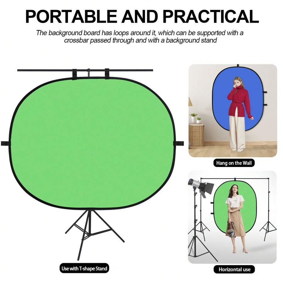 Eonix Double-Sided Foldable Green Screen Backdrop With Storage Bag | Portable Pop-Up Chroma Key Background, Suitable For Live Streaming, Video And Photography