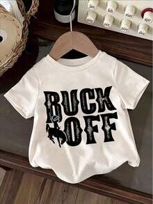 Boys' "BRUCK OFF" Graphic Tee - Casual & Comfy Blend, Short Sleeve Crew Neck With Cowboy Print - Perfect For Summer - màu đen - Xem 6