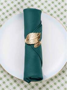 2/5/12-Piece Set Of Leaf-Shaped Golden Napkin Rings, Shiny Metal Napkin Rings For Table Decor, Stylish Autumn Napkin Rings In Bulk, Suitable For Various Events And Gatherings, Including Hotel Celebrations, Birthday Parties, Weddings, Christmas Decorations, And Other Occasions. Elegant Table Setting Gift Ideas. - Gold - View 2