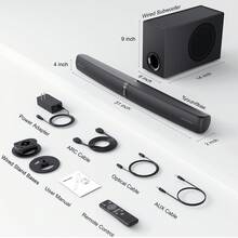 Sound Bar For Smart TV, SoundBar With Subwoofer, With Adjustable Deep Bass & Volume Boost & 3 EQ Modes, Wireless/ARC/Opt/AUX, Detachable Soundbar For TV/PC/Gaming/Projector - US A Type Plug(110-127V) - View 6