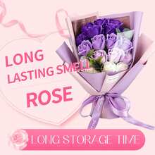 18pcs/Set Rose Flower Bouquet Scented Soap, 4 Colors Available (Red, Blue, Purple, Pink), Gift Box Packaging, Romantic & Elegant, Handmade, Long-Lasting Fragrance, Ideal For Valentine's Day Home Decor - Multicolor 6 - View 3