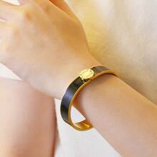 Fashionable Luxury Multicolor Enamel Roman Numeral Bangle, Made Of Stainless Steel Gold Plated With Open Design, Neutral Tones Suitable For Both Men And Women, Excellent Birthday Party Holiday Jewelry Gift - Roman Numeral Bracelet - View 14