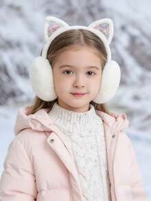 1pc Cute Kitten Earmuffs For Kids - Warm Thick Plush Winter Ear Warmers - Foldable & Cozy Design Cute Kitten Adult Earmuffs Winter Warm Fuzzy Foldable Imitation Rabbit Fur Thickened Student Earmuffs Warm Earmuffs