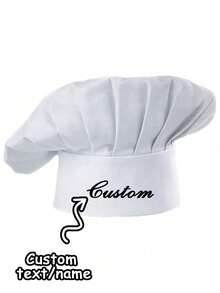 Customized Chef Hat With Name, Personalized Chef Hat, Printed Chef Hat, Cooking Chef Hat, Suitable For Bakery, Cafe, Dessert Shop, Restaurant, Kitchen, Washable And Reusable, Elastic Strap Catering Service Hat, Unisex Full Mesh Chef Hat