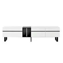 Modern 180cm White TV Unit With Drop-Down Compartment, Open Compartments And Double Door – Minimalist TV Unit That Can Be Used As A Sideboard, TV Unit Or Living Room Unit With Plenty Of Storage. - 白色 - 查看 12