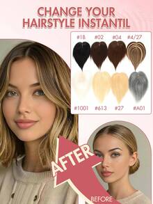 1件装女士真人发片 - 长直深棕色自然款假发，适合脱发和头发稀疏人群，一体式夹式接发，造型百变，适合所有种族，增加发量 - 彩色 - 查看 4