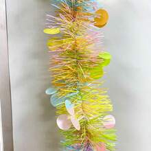 2pcs Easter Colorful Striped Eggs, Rabbit, Chicks, Lily Flower Easter Decorations, Home Party Background, Door Decor, Wall Decor, Wreath