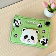 Custodia in silicone 3D kawaii a forma di panda per iPad 9.7 pollici, con cordino regolabile, protezione completa del corpo e antiurto per iPad 5/6/Air1/2/Pro 2016 - Multicolore - Visualizzare 8