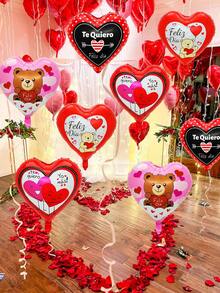 Set de 5 globos de papel de aluminio con forma de corazón que dicen "Te Quiero", adecuados para el Día de San Valentín, cumpleaños, boda, aniversario, fiesta de spa para solteros, declaración de amor, decoración para ambiente del Día de San Valentín - Multicolor - Ver 7