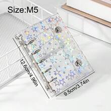 Ensemble de reliures transparentes et colorées en forme d'étoile, couverture de reliure minimaliste à 6 anneaux, livre d'autocollants, album de timbres, colle, agenda personnalisable, journal intime, cahiers de couleur - Multicolore - Voir 8