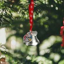 Adornos de campana de Navidad, esqueleto y flores, campanas de Navidad en blanco y negro, colgante de árbol de Navidad de plata vintage con dije rústico, regalos de de boda para decoración del - Campana del amor - Ver 5