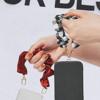 Correa de muñeca para teléfono, Cordón de teléfono con scrunchie y lengüeta de sujeción, Correa de muñeca antidesplome y de manos libres para uso diario al aire libre