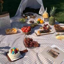 Large Picnic Blanket Outdoor Beach Blankets, - Resistant Foldable Sandproof Blankets Cute Picnic Beach, Camping Grass Lawn Park Mats Brown 2, 80x80 In - 淺棕色 + 5' x 6'8" - 查看 3