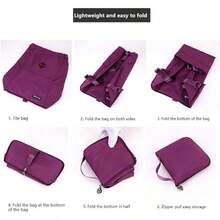 Mochila deportiva de viaje plegable con cordn de gran capacidad y separacin en y hmedo, bolsa de gimnasio impermeable con mltiples bolsillos - azul - Ver 4