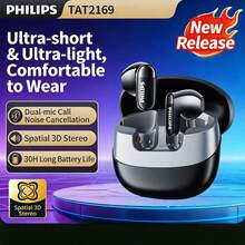 PHILIPS Căști Bluetooth TAT2169, rezistente la apă și transpirație, esențiale pentru sport și fitness, microfoane duale pentru anularea zgomotului și apeluri clare, durată lungă de viață a bateriei și încărcare rapidă, potrivire semi-intraauriculară confortabilă, negru