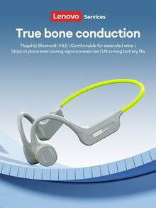 Lenovo 联想S101蓝牙骨传导耳机，颈挂式，音乐游戏两用，ENC高清通话，降噪，定向音频，佩戴舒适，电池续航时间长，无线耳机，兼容智能手机和电脑 - 灰綠色 - 查看 12