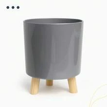 Modern Minimalist Tripod Decorative Plant Pot - 灰色 - 查看 1