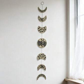1 pièce Décoration murale bohème Phases de la lune Décoration murale étoiles et lune Style minimaliste Décoration de porte en bois gothique et sorcière Panneau suspendu