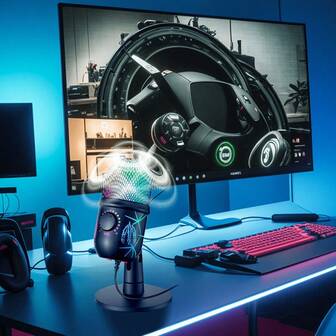 Microphone, Gaming Microphone, Microphone For Computer (Suitable For Desktop PC), Podcast Microphone For Recording Studio And Streaming, With Headphone Jack, Indicator Light, Mute Function And Noise Cancellation