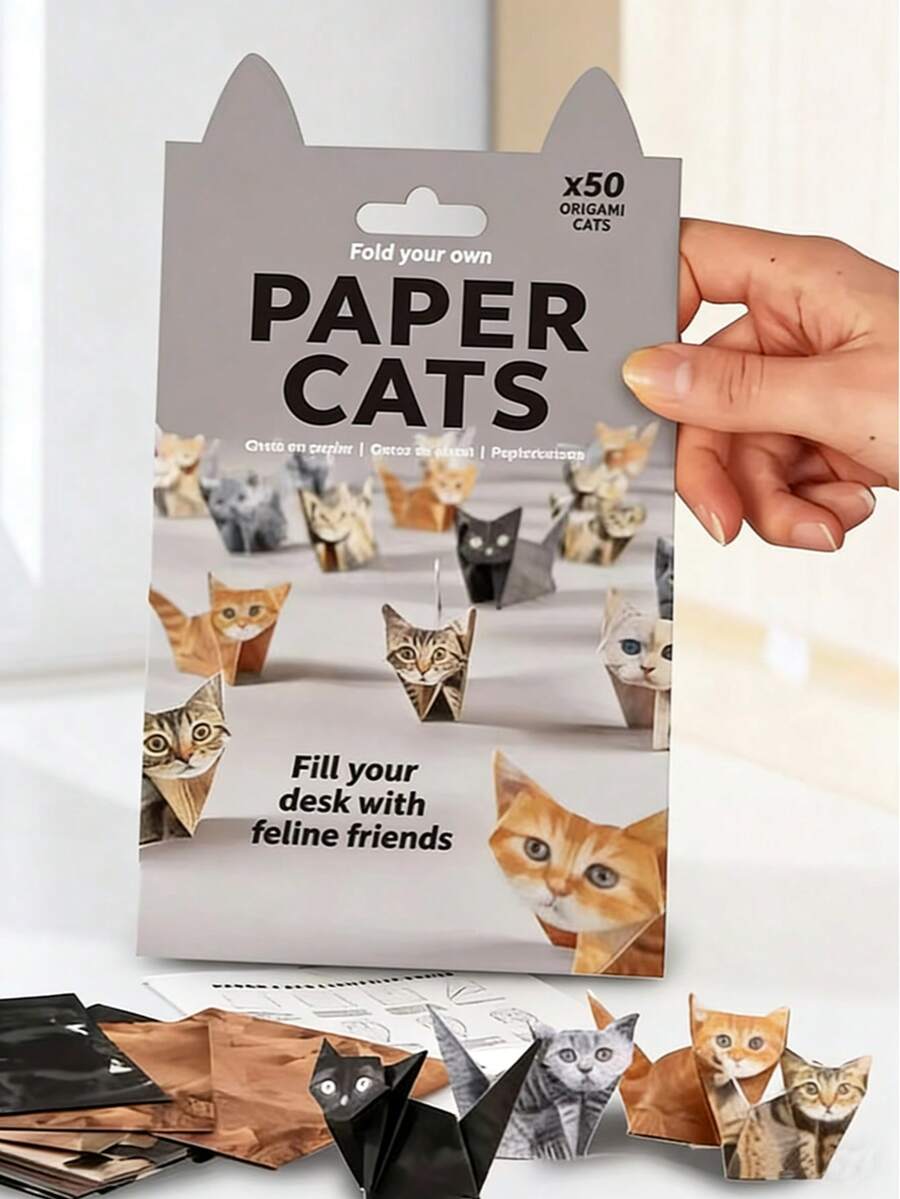 Bộ gấp giấy Origami hơn 50 hình chó, mèo và khủng long dành cho người lớn và trẻ em - Bao gồm sách hướng dẫn gấp giấy, hướng dẫn từng bước tự làm mô hình giấy 3D để trang trí nhà cửa và văn phòng, không cần keo, dễ dàng lắp ráp.