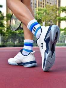 Men's Badminton Shoes With Laces, Carbon Board + Air Cushion Rubber Sole, Ultra-Light, Breathable, Non-Slip, Wear-Resistant, Professional For Badminton, Volleyball, Tennis, Table Tennis Matches And Training - Blue and White - View 5