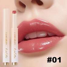 1pc Pressed Lipstick Mirror Gloss Lip Glaze Long-Lasting Moisturizing Lip Balm Lipstick Lip Tint, Suitable For Daily, Work, Commute, Party, Makeup - Multicolor - View 2