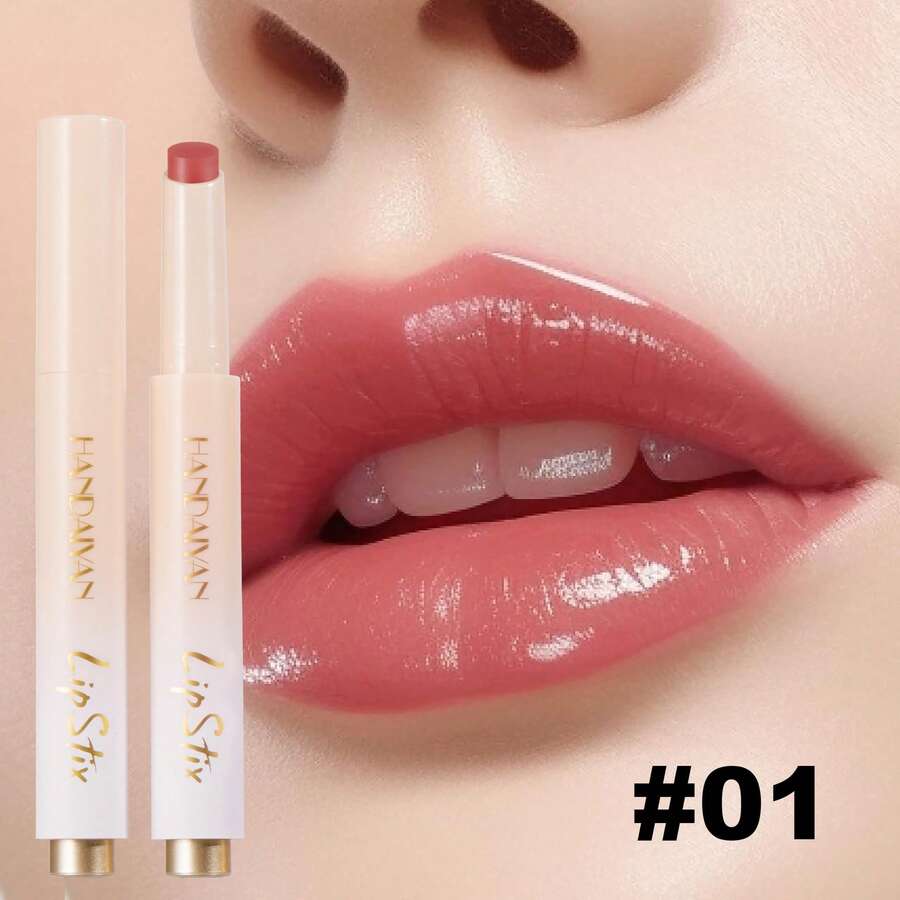 1pc Pressed Lipstick Mirror Gloss Lip Glaze Long-Lasting Moisturizing Lip Balm Lipstick Lip Tint, Suitable For Daily, Work, Commute, Party, Makeup