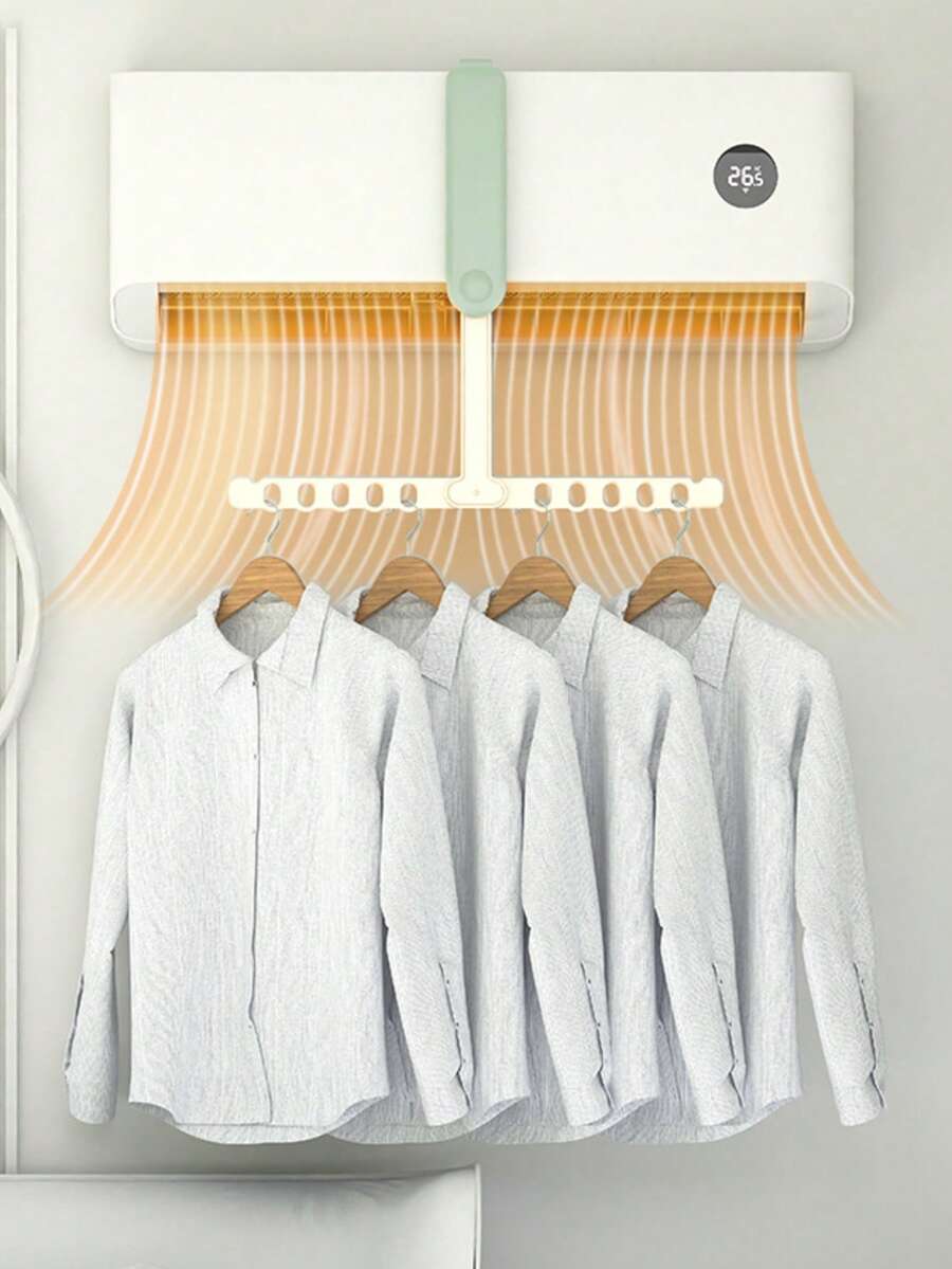 1 pieza Percha plegable portátil, Tendedero multifuncional con pinzas de ropa creativas para viajes, se puede colgar en el aire acondicionado - Multicolor - Ver 1