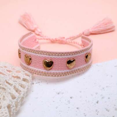 1 pieza Pulsera bohemia con remache en forma de corazón