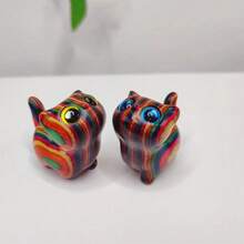 قطعة واحدة من تمثال القطة الخشبي اليدوي الجميل - نسيج خشبي طبيعي فريد، هدية مثالية للأصدقاء، لا يتطلب كهرباء (لون حبيبات الخشب عشوائي)