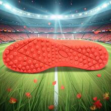 1 Pair Unisex Cleated Football/Soccer Shoes, High-Top Outdoor Artificial Turf Training Shoes, Hard Ground Indoor Training Field Specialized Team Sports Shoes, Lace-Up, Non-Slip Rubber Sole TF Short Studs, Lightweight High-Performance Anti-Slip Design, Professional Football Boots, Factory Direct - Gray Orange - View 7