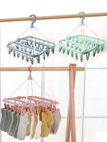 32个防风衣夹，袜子夹，胸罩夹，帽子夹，多功能晾衣架，晾衣架，多功能塑料衣夹 - 彩色 - 查看 8