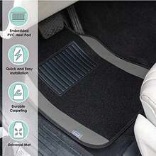 FH GROUP FH-F14408 Carpet w. Faux Leather Floor Mats Solid Color - Fit Truck, SUV, or Van(Gray) - Multicolor - Ver 6