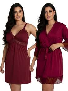 Maternity Sleepwear - 酒紅色 - 查看 1