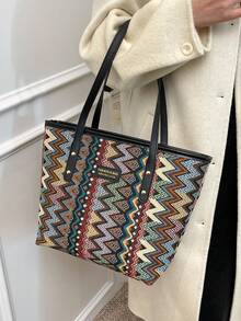 New Luxurious High-End Versatile Women Shoulder Tote Bag - Black - View 5