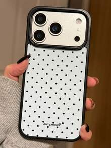 Korean Style Simple Black Polka Dots Phone Case Compatible With IPhone 17 Pro Max 17 Pro 17 17Air 16 Pro Max 16 Pro 15Pro 15 Pro Max 14 Pro 13 Pro Max 13 Pro 16 15 14 13 12 11 Cute Y2K Cover - White - View 2
