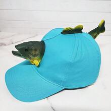 Gorra de béisbol para hombres con decoración de trucha 3D, gorra de sol de moda, gorra de pico de pato para mujeres, gorra de malla, sombrero de pesca en el mar, adecuado para decoración de fiestas de Halloween y Navidad, a principios de temporada. - esquema de color blanco y negro - Ver 4