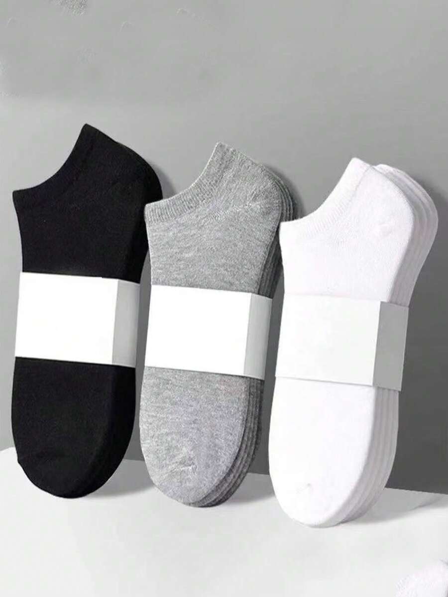 1/9/10/15/30/40 Pairs Solid Color Unisex Ankle Socks, Soft & Lightweight Low-Cut - Multicolor - View 1