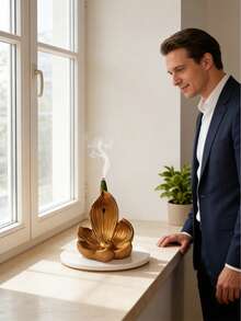 1pc Lotus Flower Shaped Resin Incense Burner, Suitable For Meditation Corner, Yoga Studio Or As Peaceful Bedroom Decor, Adds A And Elegant Ambiance - Multicolor - View 10