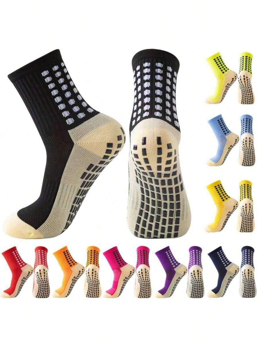 1/4-Pair Soccer Socks With Towel-Sole Socks, Adult Training Socks With Adhesive Finish, Non-Slip, Breathable, Sweat-Absorbing, White Mid-Calf Socks - Nhiều màu - Xem 1