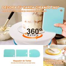 Set de Utensilios de Repostería, Herramientas para Hacer Pasteles con Base Giratorio para Tartas, Boquillas y Bolsas para Manga Pastelera | Alisador y Espátulas, Accesorios de Pastelería (207 Piezas) - Celeste - Ver 3