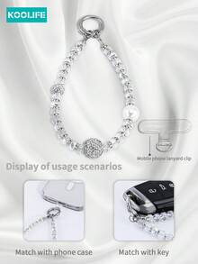 Koolife 1pc Transparent Crystal Colorful Beaded Pendant Phone Strap, Dopamine Color Scheme, Rainbow Chain, Keychain, Suitable For Phone/Wrist/Earphone Pendant Gifts, Phone Strap, Bag Keychain, Anti-Lost Rope, Suitable For Gifting To Mother, Family, Friends, Birthday, Holiday Phone Charm Accessory Compatible With Android And Most Smartphone,Gifts For Mother, Family, Friends, Birthday, Holiday Phone Chain - Gradient Crystal - View 4