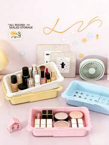 多巴胺伸缩式化妆品收纳盒 - 多功能抽屉式储物盒，防尘可堆叠，旅行/居家多场景适用，理想的节日礼物 - 彩色 - 查看 2