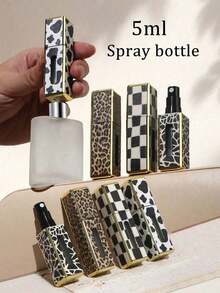 1pc 5ml Textured Leopard Print Square Perfume Refill Bottles, Portable Refillable Perfume Spray Bottle,Leopard Print And Flower Pattern Travel Spray. Portable Travel Bottom Direct Filling Perfume Bottles, Square Portioning Bottle, Spray Bottle. Reusable. - Nhiều màu - Xem 2