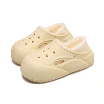 Pantuflas con forro de peluche impermeables para mujer, lindas zapatillas de invierno con suela gruesa antideslizante para uso en interiores y exteriores en invierno