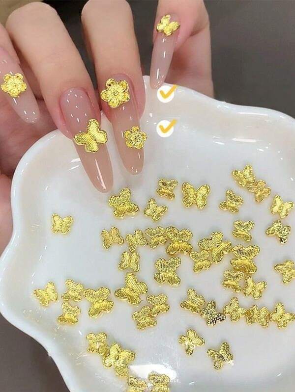 เครื่องประดับเล็บโลหะสีทองหรูหรา, ขนาดผสมผสาน ผีเสื้อ 3 มิติ & การตกแต่งลายดอกไม้ที่สง่างาม, เครื่องประดับเล็บสไตล์จีน, เล็บปั๊มเจล DIY, ร้านทำเล็บ & ทำเล็บที่บ้าน, งานแต่งงาน, วันวาเลนไทน์, ของขวัญคริสต์มาสสำหรับคนรักการทำเล็บ