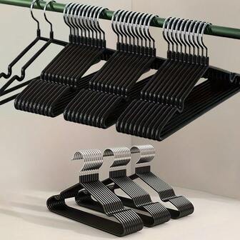 5/10piece Pack, Non-Slip Heavy Duty Hanger, (15.75" X 7.87"), Black Non-Slip Heavy Duty Hanger, Bedroom Supplies, Storage Supplies, Bedroom And Wardrobe Quality Durable Storage Solution - No Strenuous Hanging, Space Saving Design, Perfect For Life,Christmas Decorations Home