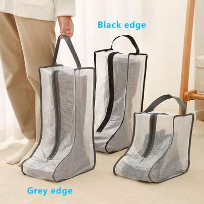 Boots Storage Bag, Long & Short Boots Storage Shoe Bag, New Fashionable Transparent Shoe & Boot Dust Cover, Suitable For Women's Knee-High Boots And Ankle Boots, Travel & Home Non-Woven Fabric Boot Bag With Zipper And Handle, Thick Waterproof Portable Boot Storage Bag, Strong Protection, Good Breathability, Space-Saving - An Ideal Choice For Travel, Beach,Summer,Vacation,Holiday,Travel Essential,Going Out Tops,Household Items
